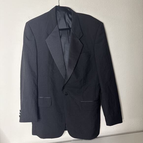 Pierre Balmain Tuxedo Jacket Blazer Men 42S Black 100% Wool Formal Wedding Satin - Picture 2 of 11